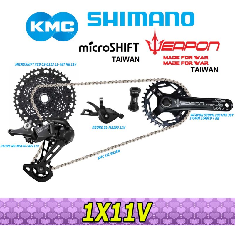 Kit Sistema De Transmision X V Shimano Deore Mtb Xc Monoplato