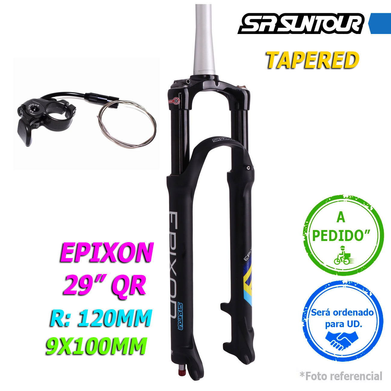 Fourche SR Suntour AION 27.5" 120mm Noir Mat Pour VTT - OEM Neuve