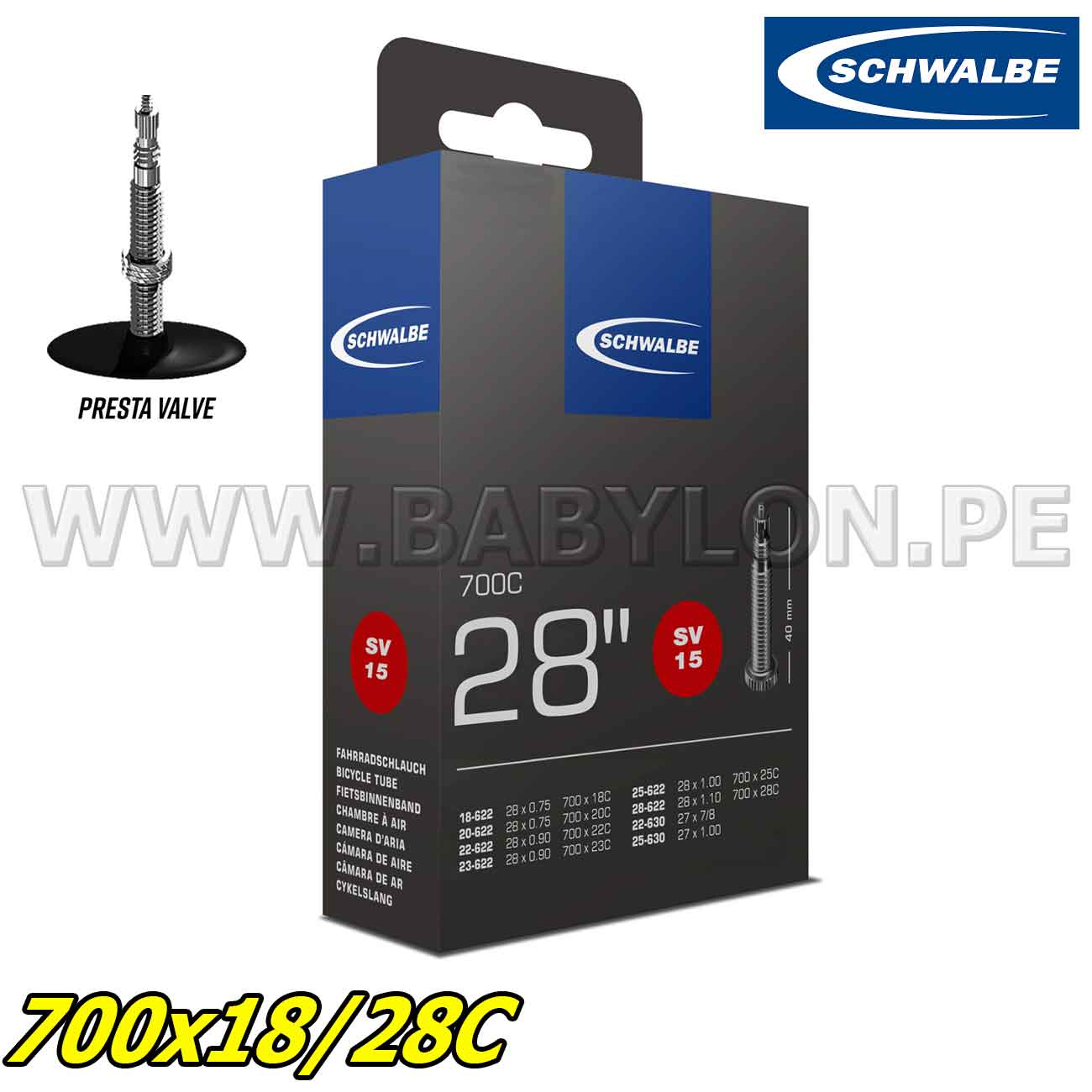 Cámara de aire para bicicleta Aro 29 Slim Nozzle