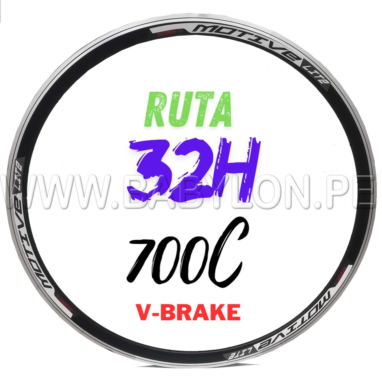 ARO DE BICICLETA RUTA 700C AEROLITE MOTIVE PERFIL 31MM 32H - Main Image